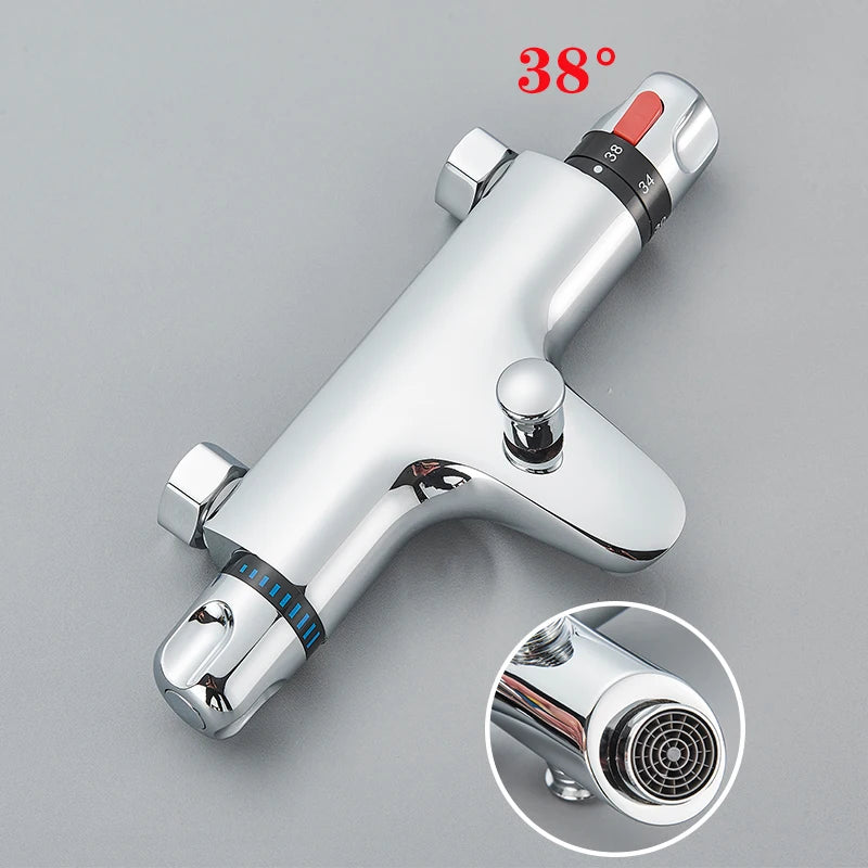 Thermostatic Shower Faucet Mixing Valve Thermostatic Faucets Shower Bathroom Combination Water Mixer Bathtub Faucet with Handle
