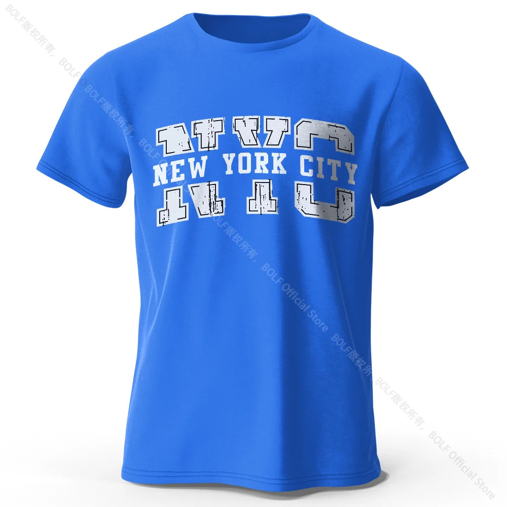 Men's New York City Letter Printed T-Shirt 100% Cotton Oversized Street Graphic Tees for Men Women Summer Tops