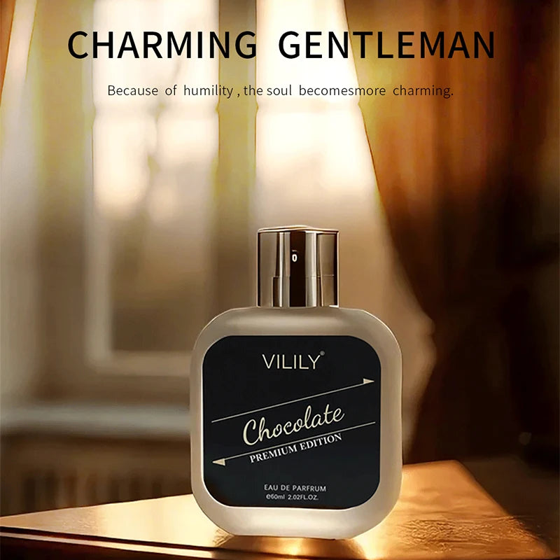 Vilily Men's Gourmet Perfume 60ml Premium Mellow Chocolate Fragrance Charming Coconut Coffee Light Perfume Woody Natural Spray
