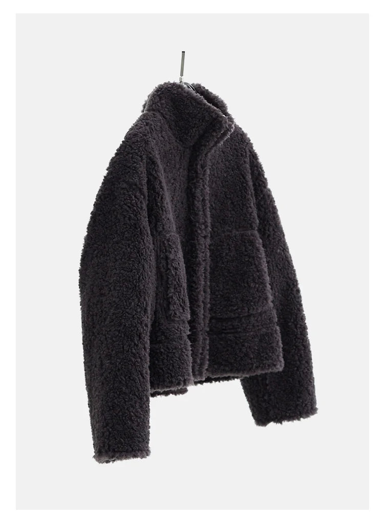 Teddy Style 100% Wool Coat ~ Women's Short Lazy-Style Jacket Loose Top Autumn and Winter New Model 2025 Faux Fur