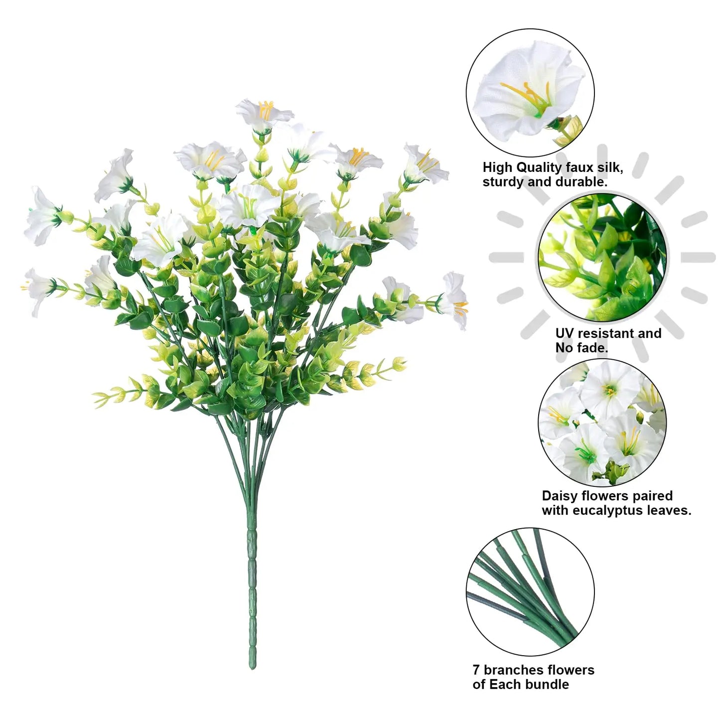 Artificial Flowers for Outdoors Decoration Silk Faux Flowers Uv Resistant Fake Plants for Garden Balcony Yard Porch Home Decor