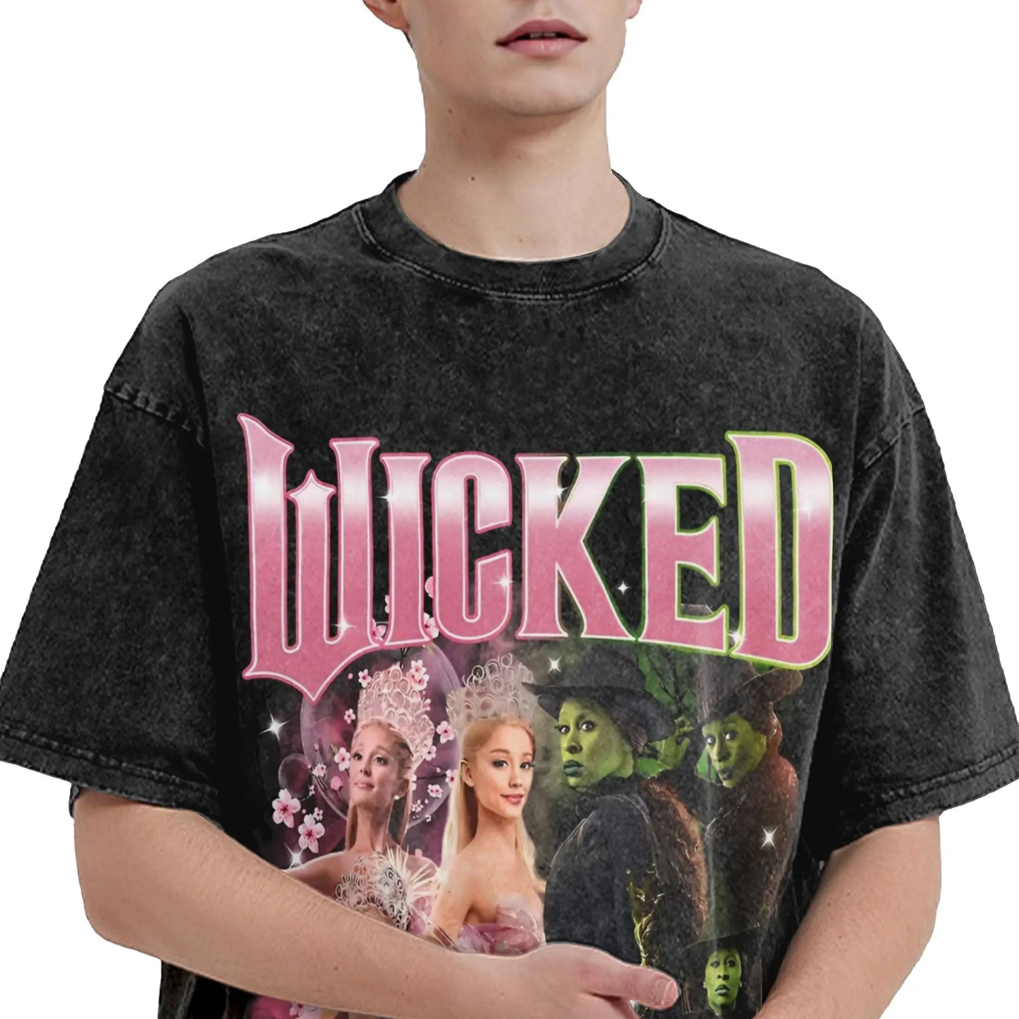 Wicked The Musical Glinda Elphaba For Good T Shirt Washed Short Sleeve T-Shirt Vintage Men Women Streetwear Graphic Printed Tees