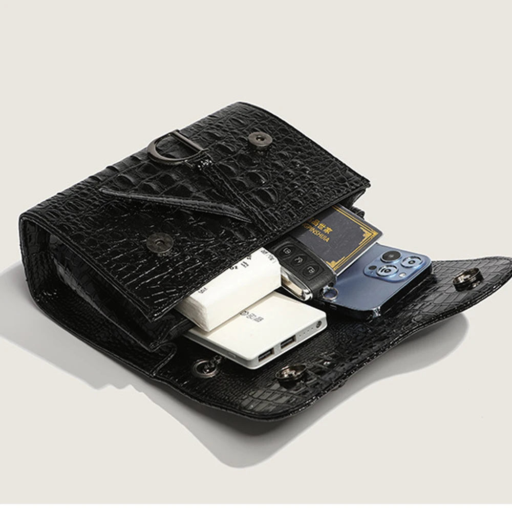 2025 Fashion Crocodile Pattern Chain Crossbody Bag Shoulder Bag Summer New Small Square Bag