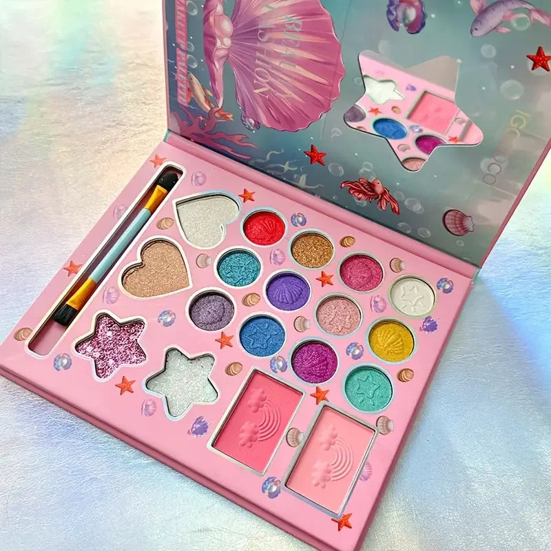 18 Color Sweet and Seductive Fluorescent Pink Eye Shadow Palette with Mirror - Matte Vibrant Eyeshadow Palette Makeup Palette
