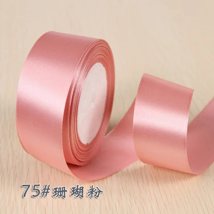 25Yards 6/10/15/20/25/40/50mm Silk Satin Ribbon Wedding Party Christmas Ribbon Flowers Gifts Decorated DIY Apparel Sewing Fabric