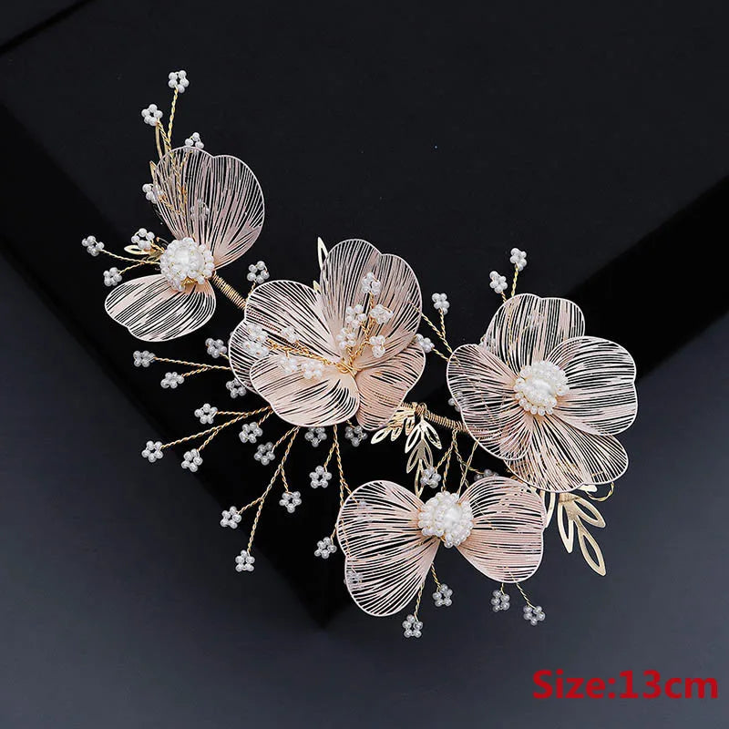 Bridal Headwear Wedding Hair Accessories Flower Headband Wedding Hair Jewelry Prom Hair Vine Gold/Silver Color Flower Tiara ML