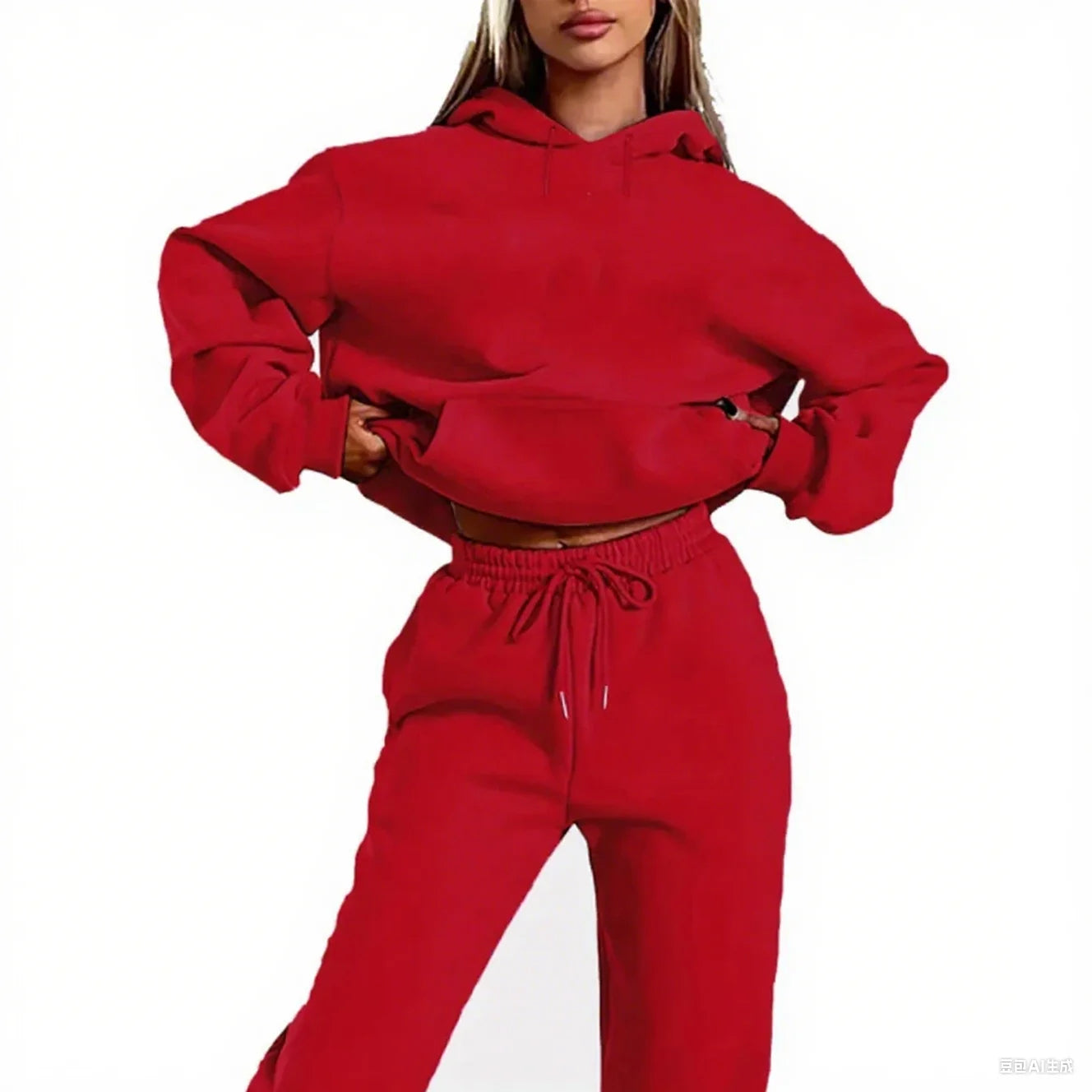 Winter Tracksuit Women Two Piece Set - Oversized Hoodie Sweatpants Solid Color Sportswear Suit |Casual Sweatshirt Trouser Set