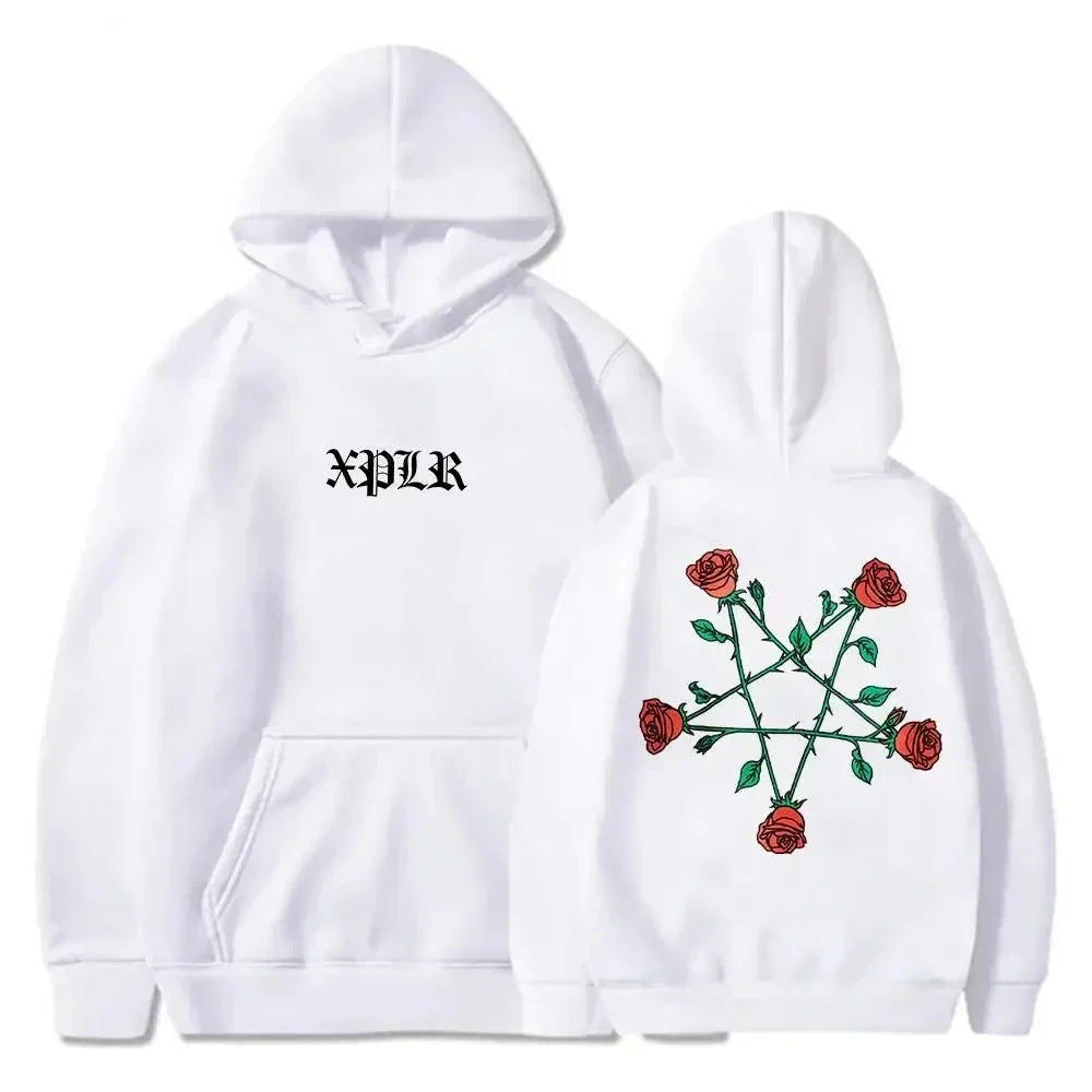 2025 XPLR Sam And Colby Pentagram Roses Hoodie 2024 Couples Merch Long Sleeve Streetwear Women Men Hooded Sweatshirt Fashion