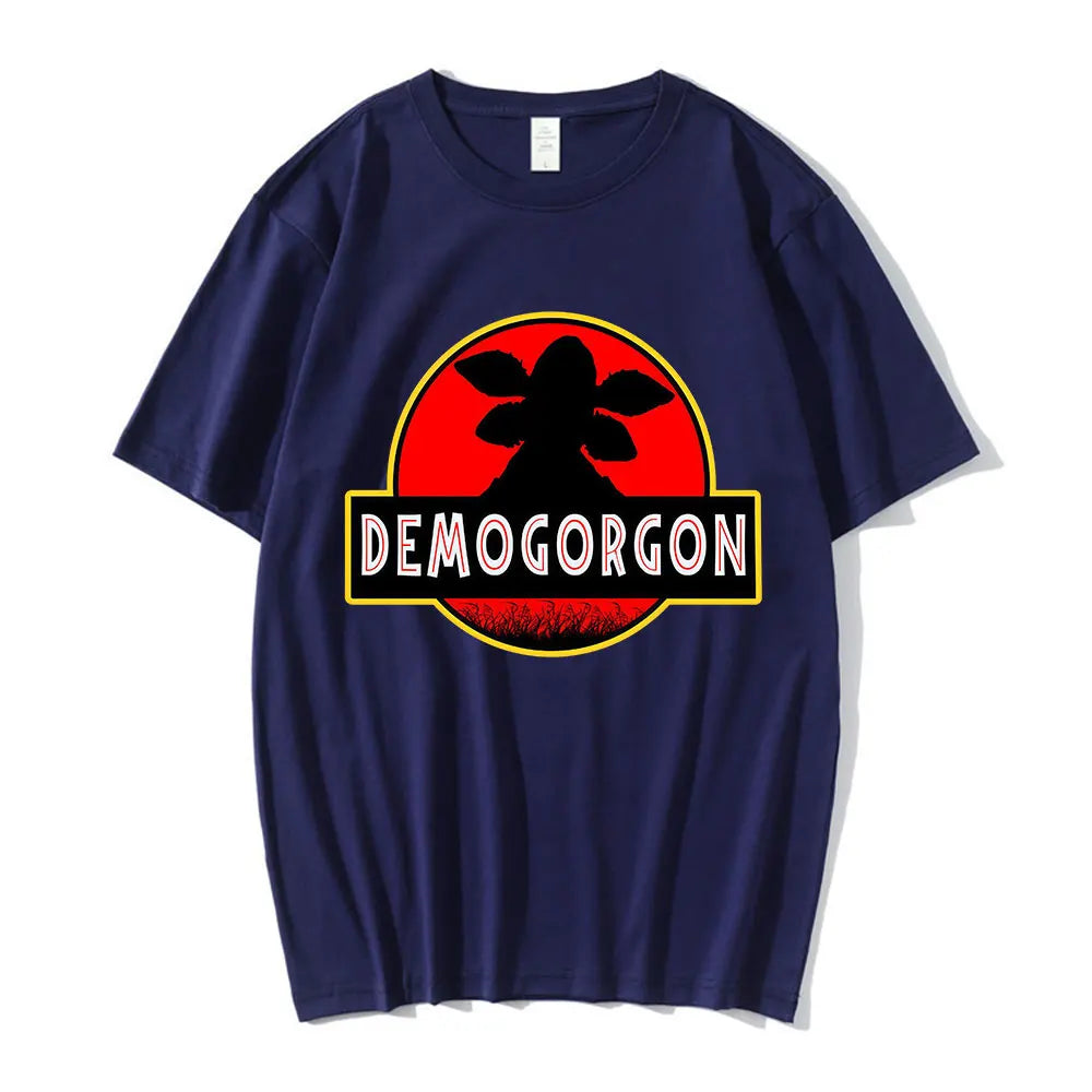 Demogorgon Man Eating Flower Pattern T-shirt Summer Men's Women's Clothing Cotton Casual Fashion Retro T-shirt Street Wear Y2K