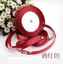 22m Long Pink Silk Satin Ribbon 10mm Wide Party Home Wedding Decoration Gift Wrapping Christmas New Year DIY Material Supplies