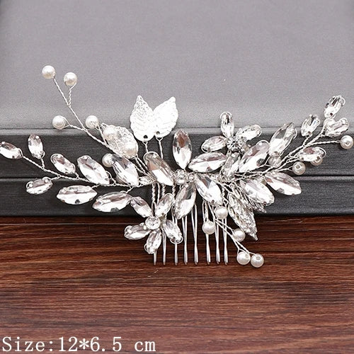 Wedding Hair Combs Bridal Hair Accessories For Women Hair Jewelry Silver Color Pearl Rhinestone Head Jewelry Women Accessories