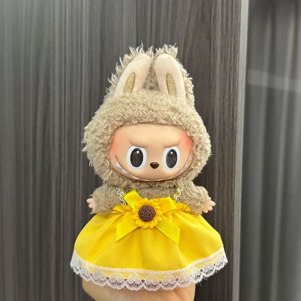 Labubu Doll Clothes Enamel Labu Cloth 17cm Doll Cute Dress-up Climbing Clothes Skirt Plush Toy Clothes