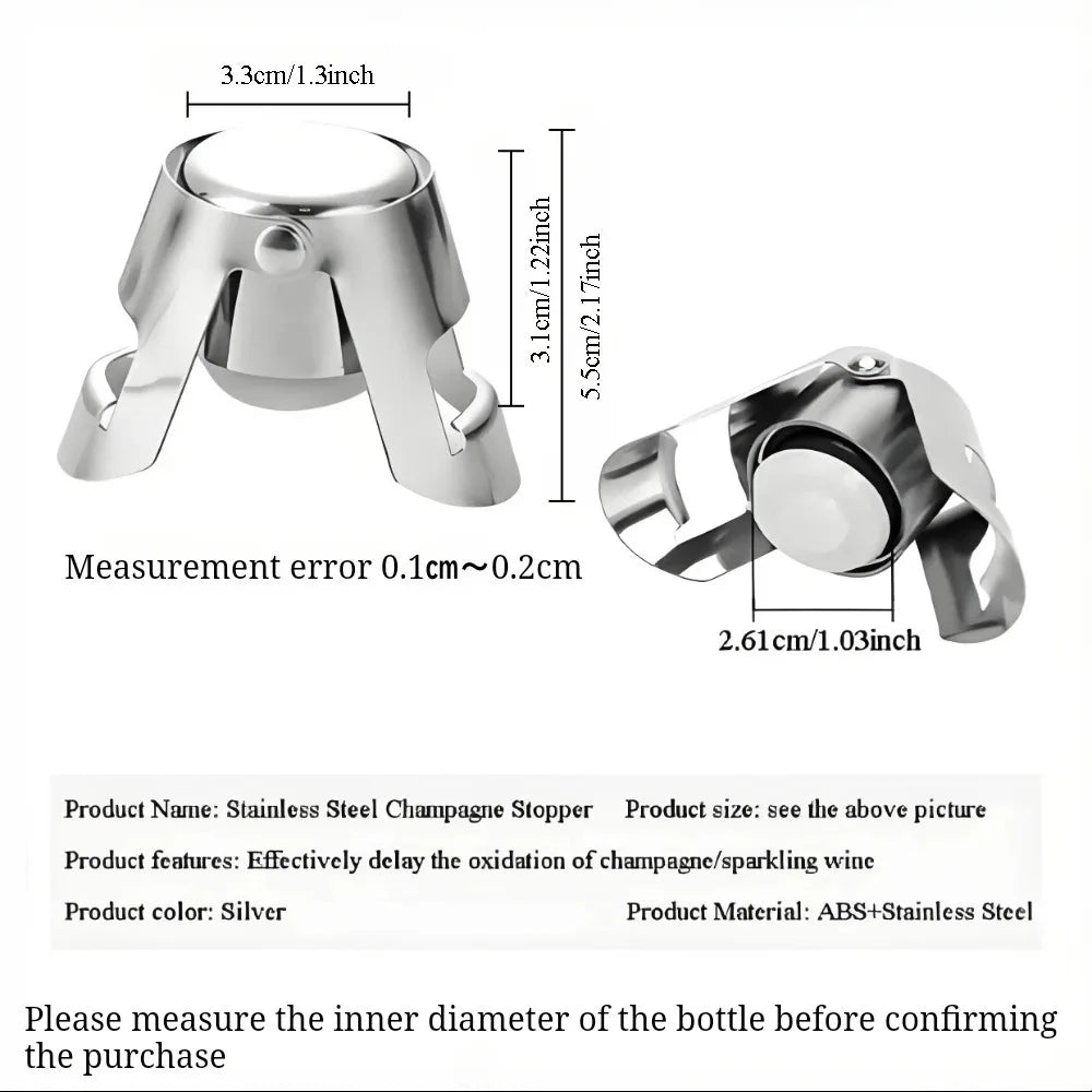 Wine Bottle Stopper Wine Beer Bottle Cork Plug Stainless Steel Champagne Sparkling stopper Bar Tools 1PC Sealing Bottle Cap