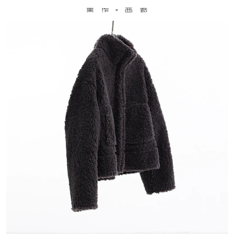 Teddy Style 100% Wool Coat ~ Women's Short Lazy-Style Jacket Loose Top Autumn and Winter New Model 2025 Faux Fur
