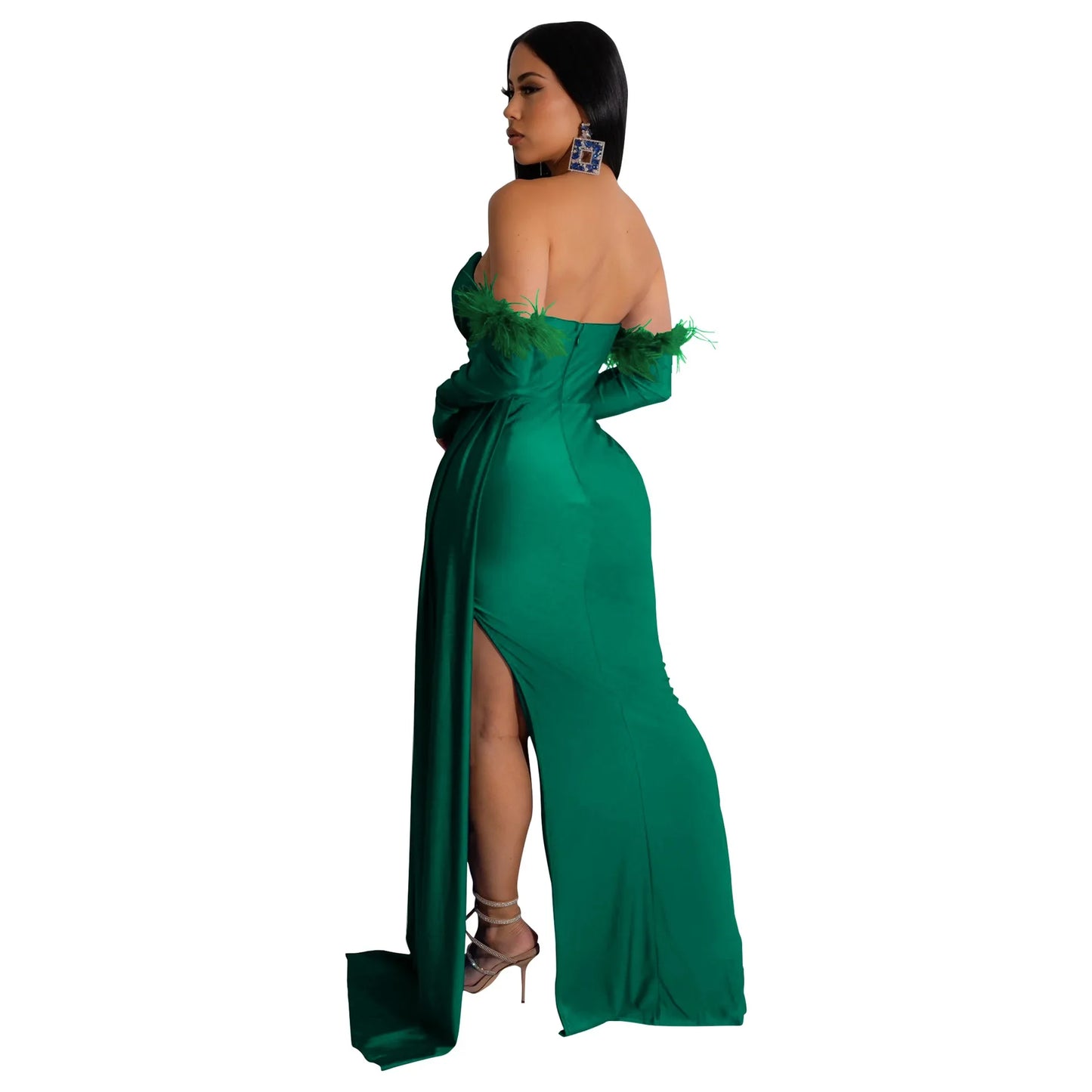 Elegant Birthday Evening Night Dresses for Women Wedding Gown Long Christmas Maxi Bodycon Prom Party Dress with Sleeve