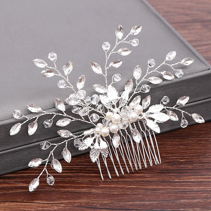 Wedding Hair Combs Bridal Hair Accessories For Women Hair Jewelry Silver Color Pearl Rhinestone Head Jewelry Women Accessories