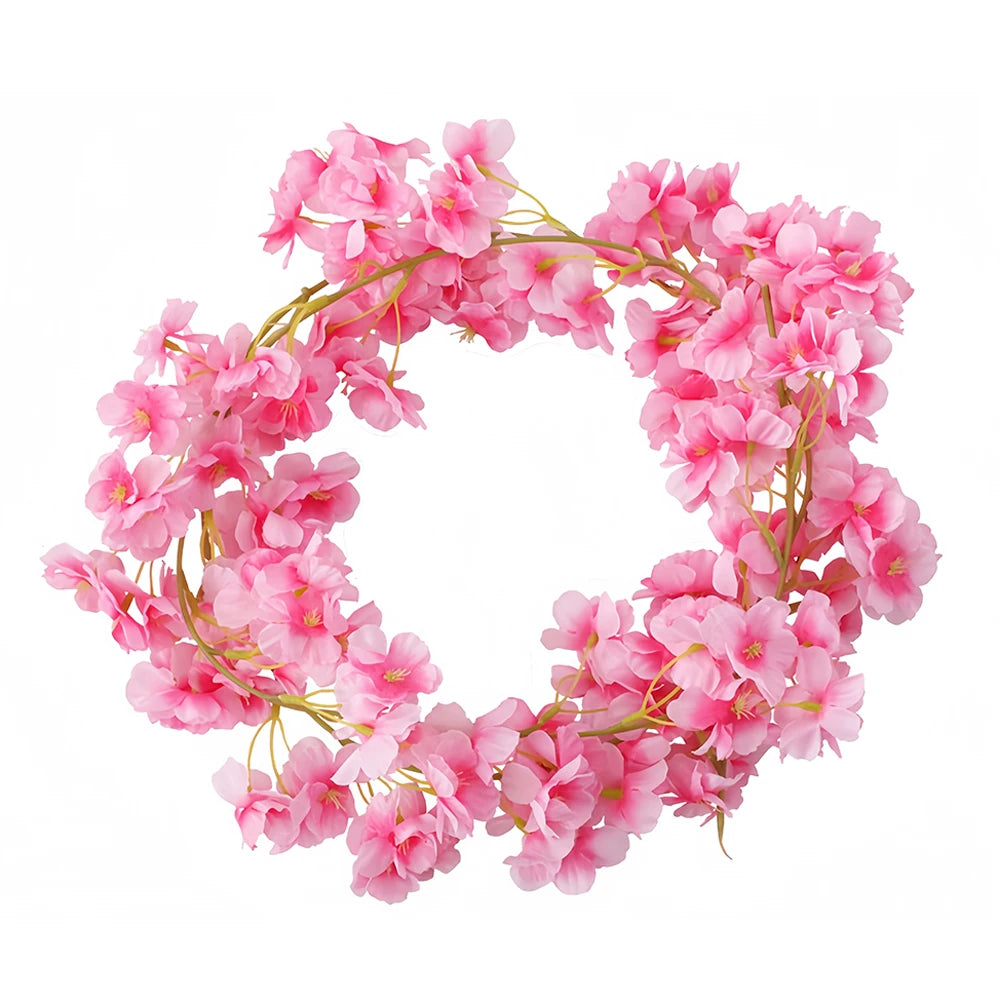 180cm Artificial Flowers Cherry Blossom Sakura Garland Wedding Arch Garden Backdrop Home Party Decoration Silk Fake Plants Vine