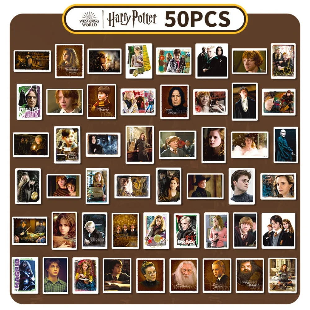 Genuine 50Pcs Harry Potter Series Sticker Cartoon Stationery Decal For Scrapbooks Phones Guitars Skateboards Decorative Stickers