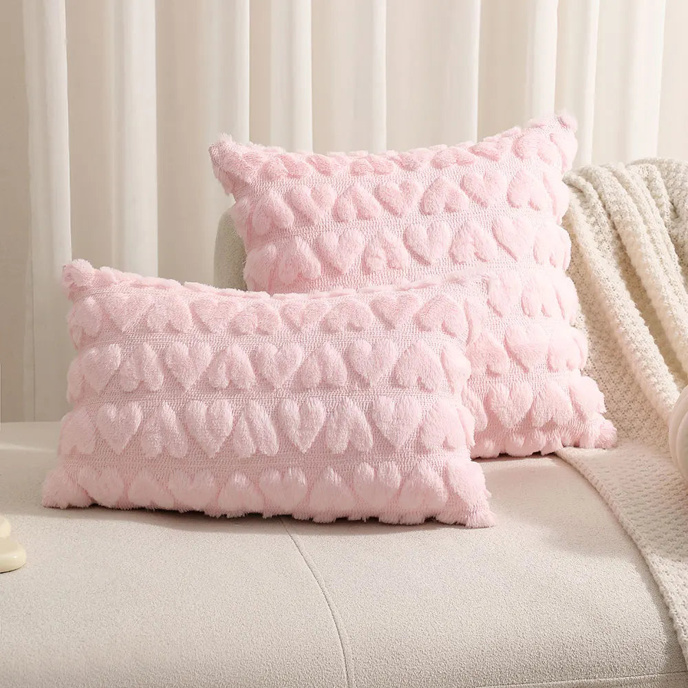 Multi-size Pink Love Quilted Throw Pillow Cover Ultra Soft Plush Cushion Covers Living Room Sofa Valentine'S Day Home Decoration