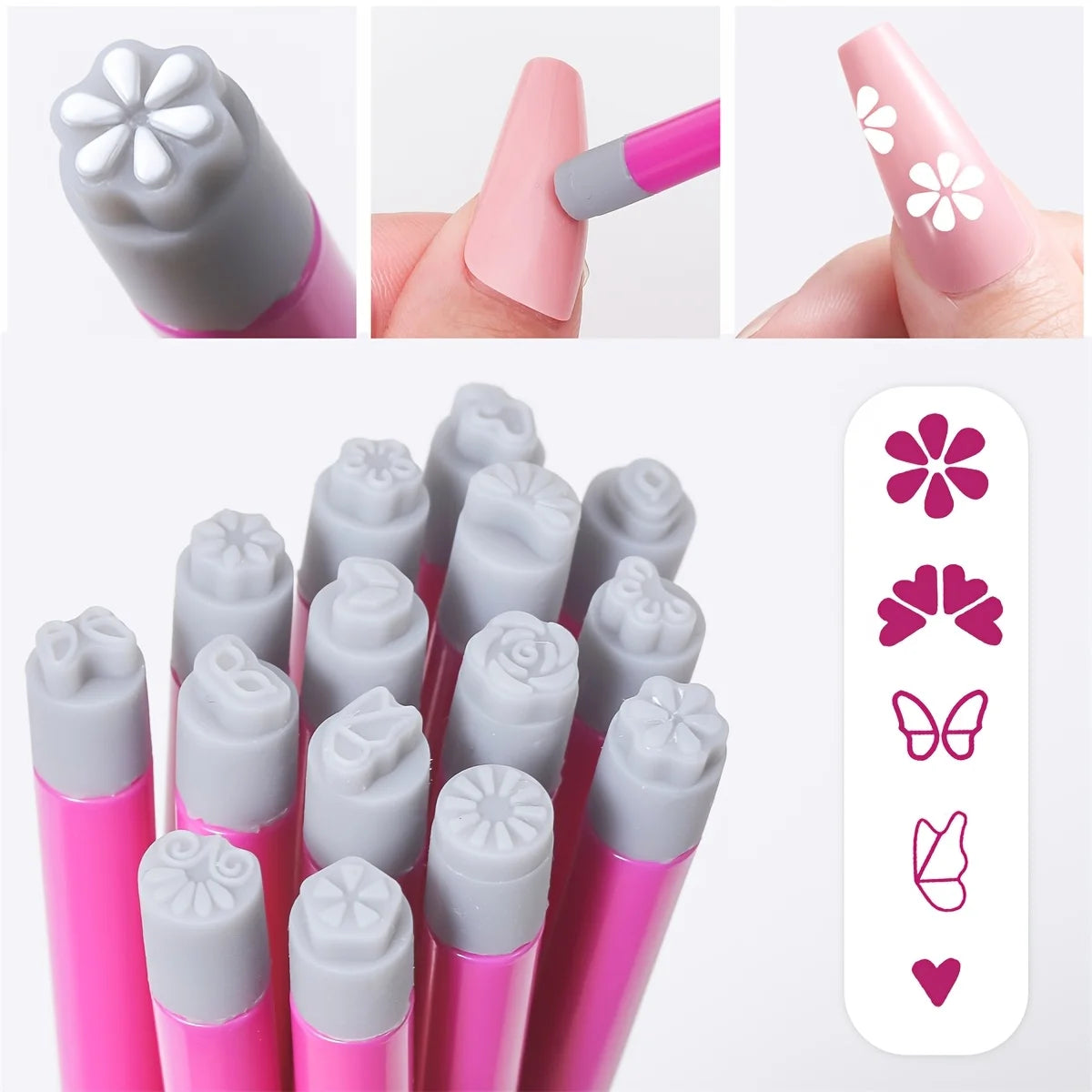 Nail Art Stamp Pen DIY Floral Butterfly Nail Graffiti Nail Dotting Tools Polishing Painting Drawing Manicure Tools
