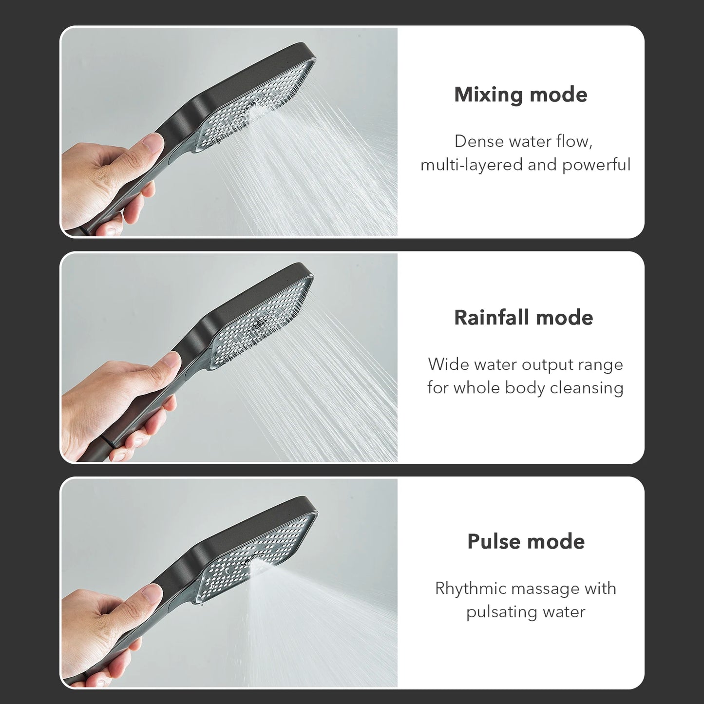 Gun Gray LCD Digital Shower Set  Bathroom Hot Cold Control Multi-angle Adjust Flushing  Shower System Wall Mounted