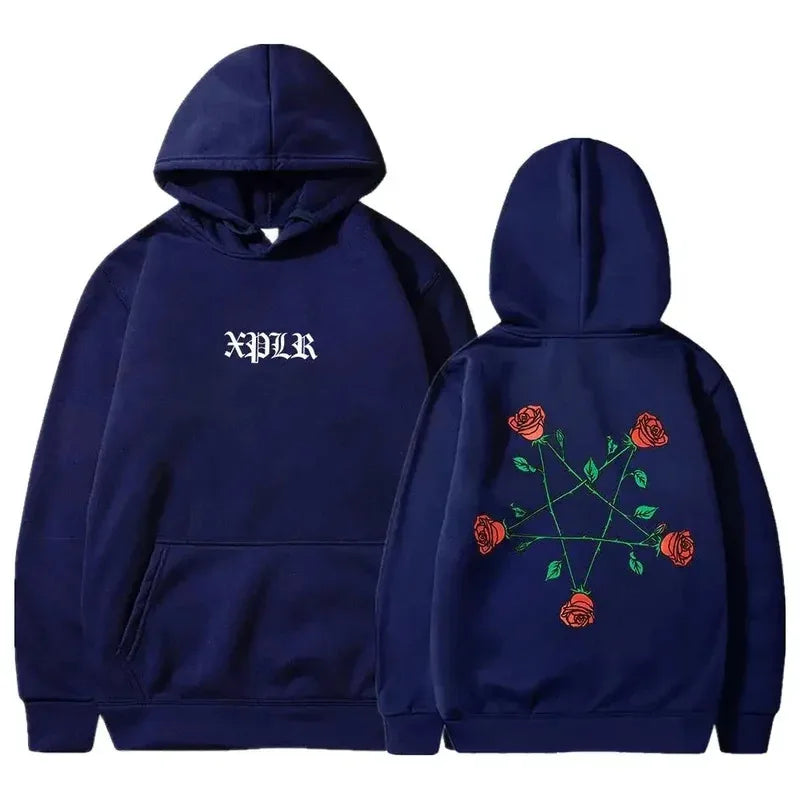 2025 XPLR Sam And Colby Pentagram Roses Hoodie 2024 Couples Merch Long Sleeve Streetwear Women Men Hooded Sweatshirt Fashion