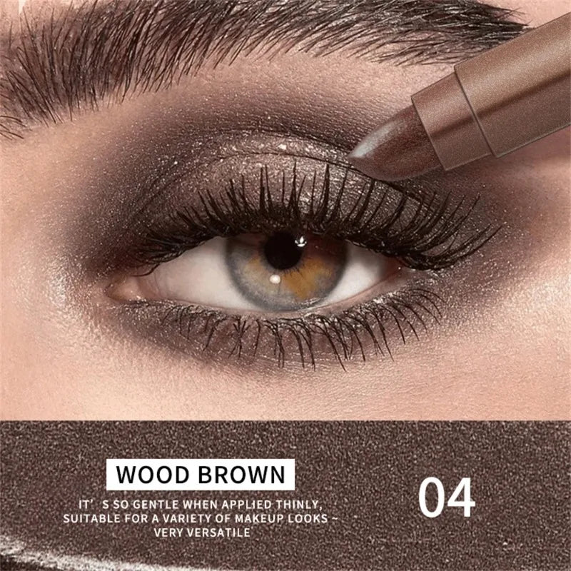 Double Head Waterproof Eyeshadow Stick Long Lasting High Pigmented Shimmer Glitter Neutral Brown Crayon Eye Shadow Pencil Makeup