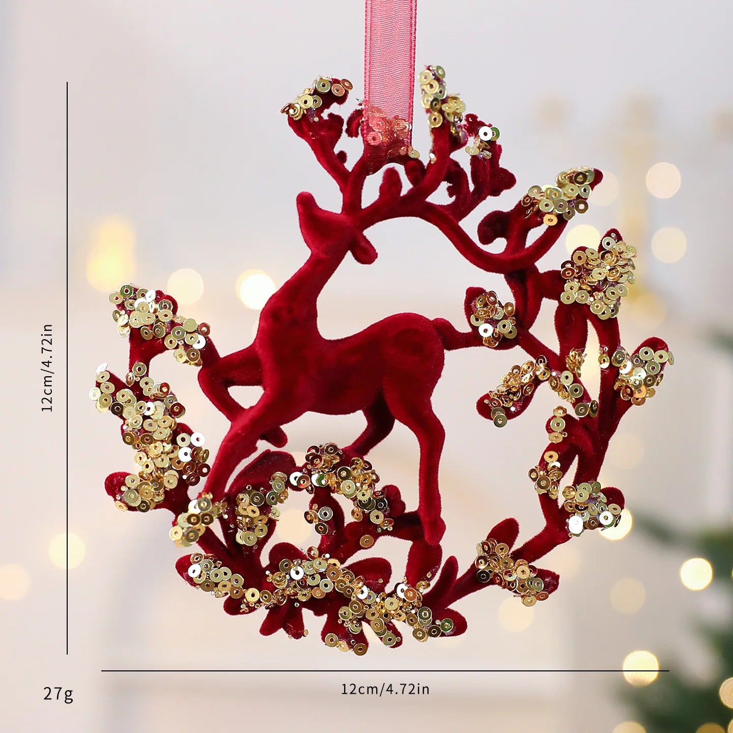 2026 Merry Christmas Ornaments Red Flocked Burgundy Christmas Tree Hanging Decorations Pendants Holiday Party Decor