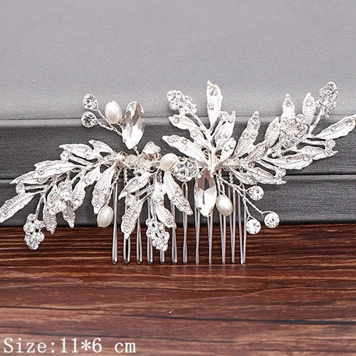 Wedding Hair Combs Bridal Hair Accessories For Women Hair Jewelry Silver Color Pearl Rhinestone Head Jewelry Women Accessories