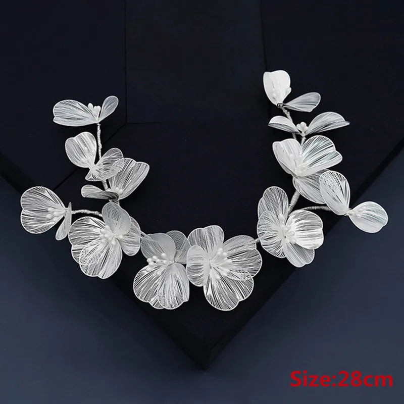 Bridal Headwear Wedding Hair Accessories Flower Headband Wedding Hair Jewelry Prom Hair Vine Gold/Silver Color Flower Tiara ML