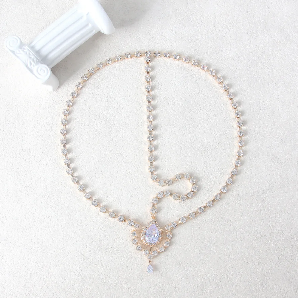 Wedding Hair Accessories For Women Bride Indian Jewelry Gift Boho Crystal Drop Forehead Head Chain Headwear Headpiece Rhinestone