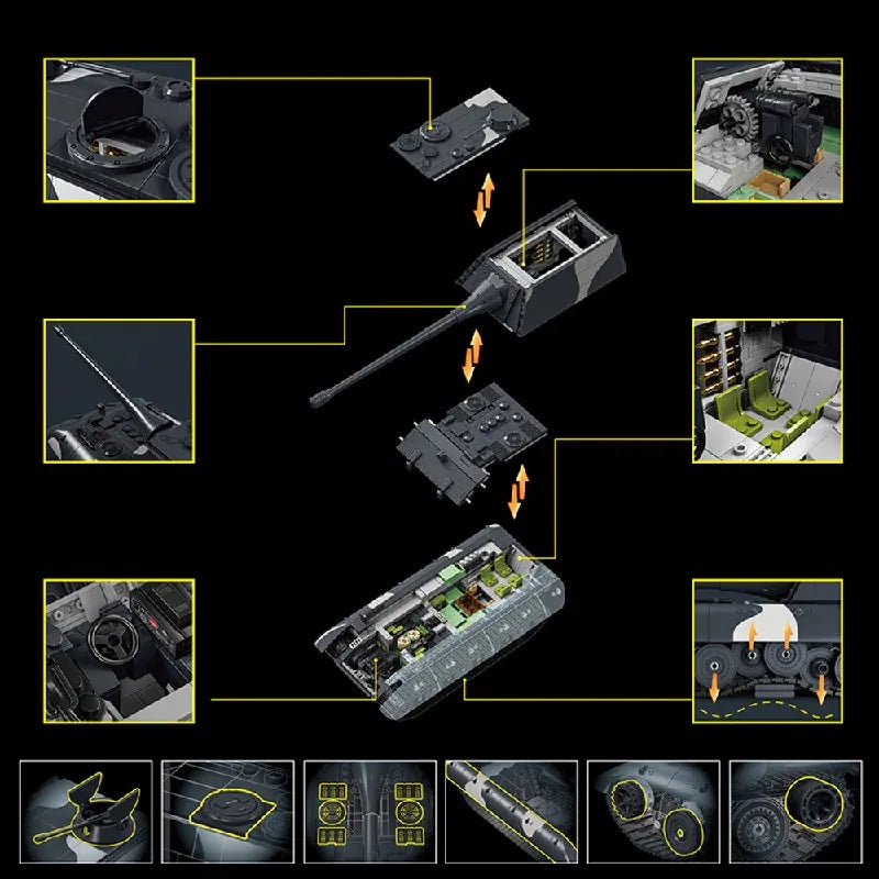 1836PCS E100 Tank Destroyer Military Building Blocks Set Collectible Technik Tanks Assembly Model Kit Adults DIY Toys Gifts