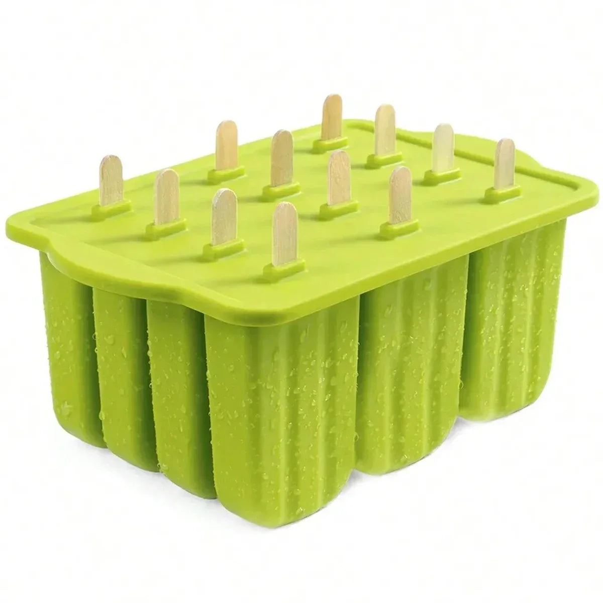 Popsicle Molds Silicone 12 Pieces Popsicle Trays for Freezer Homemade Ice Cream Popsicle Molds with 50Pcs Popsicle Sticks