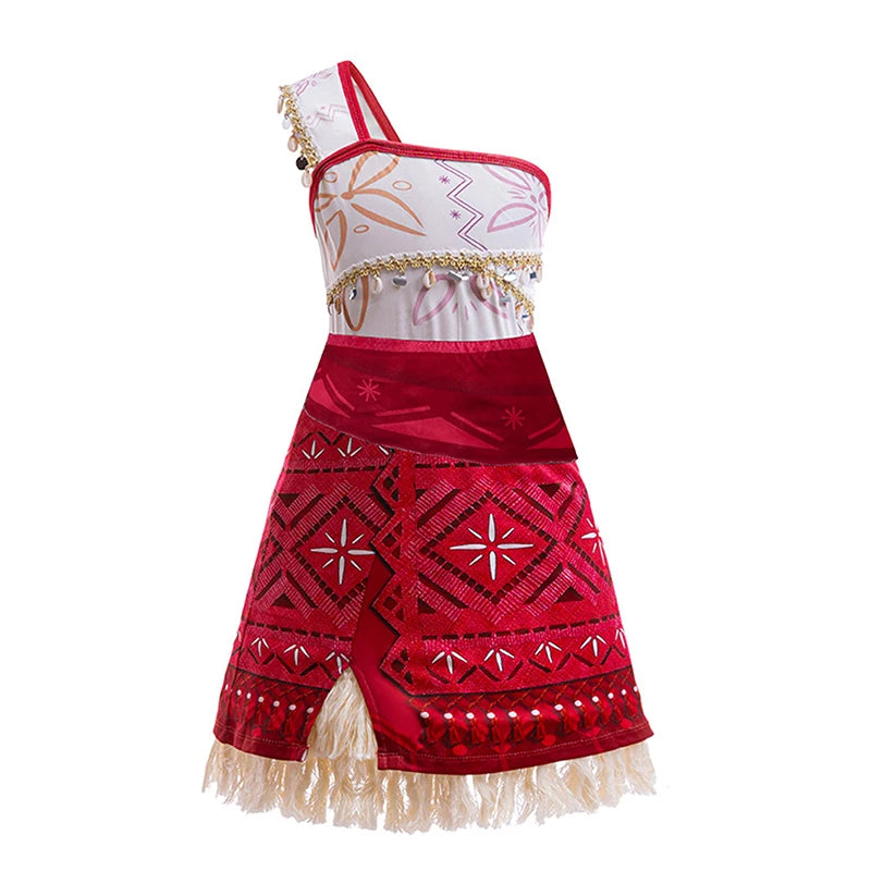 Summer Girls Moanna 2 Dress Girl Vaiane Princess Cosplay Dresses Children Christmas Party Cosplay Ball Gown With Pig Chicken