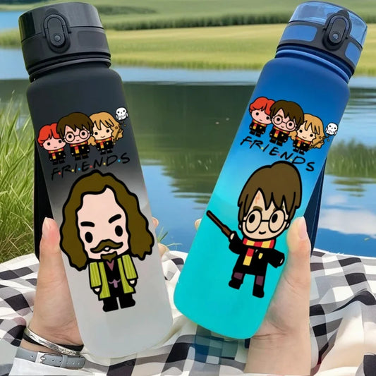650ML Harry Potter  Anime Characters Water Cup Portable Children's  Outdoor Sports  Large Capacity Plastic Antidrip Water Bottle