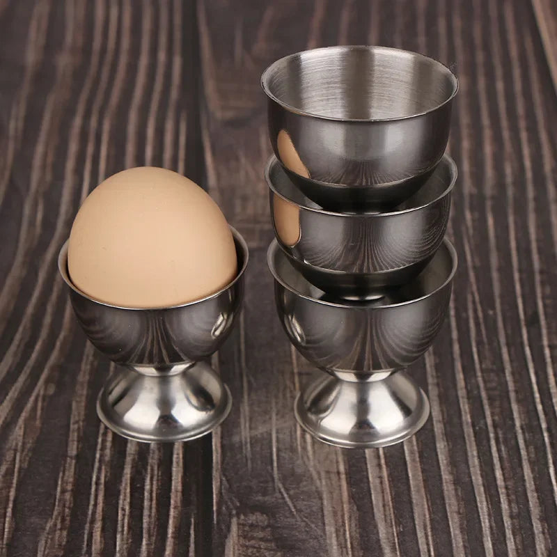 4pcs Handy Stainless Steel Boiled Egg Cups Stand Rack Eggs Holder Egg Holder Kitchen Breakfast Cooking Tool Mini Liquor Wine Cup