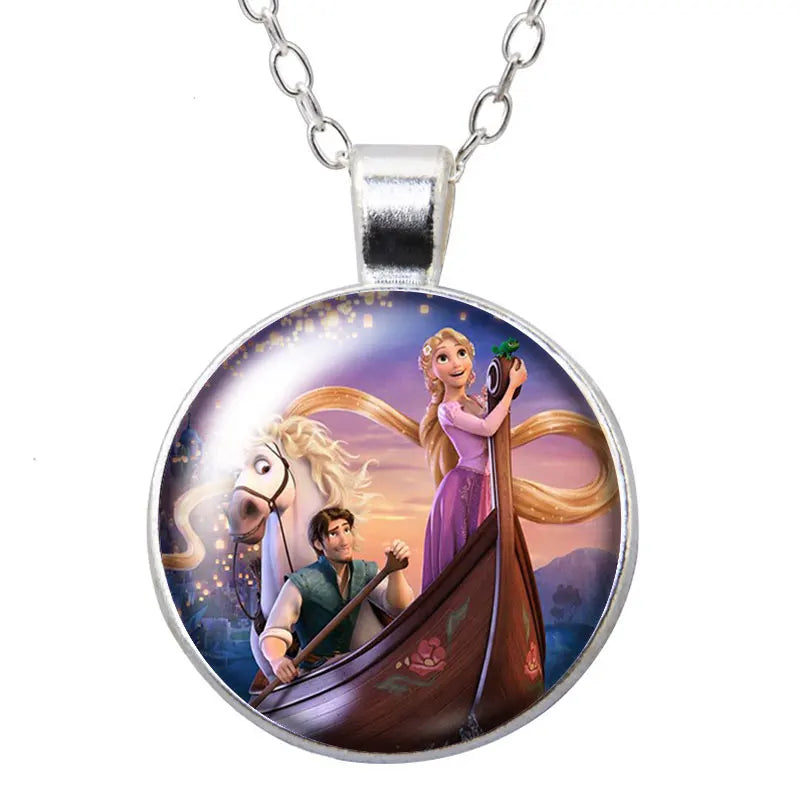 Enrolados Tangel Princess Rapunzel Round Photo Glass cabochon silver plated/Bronze/Crystal pendant necklace jewelry