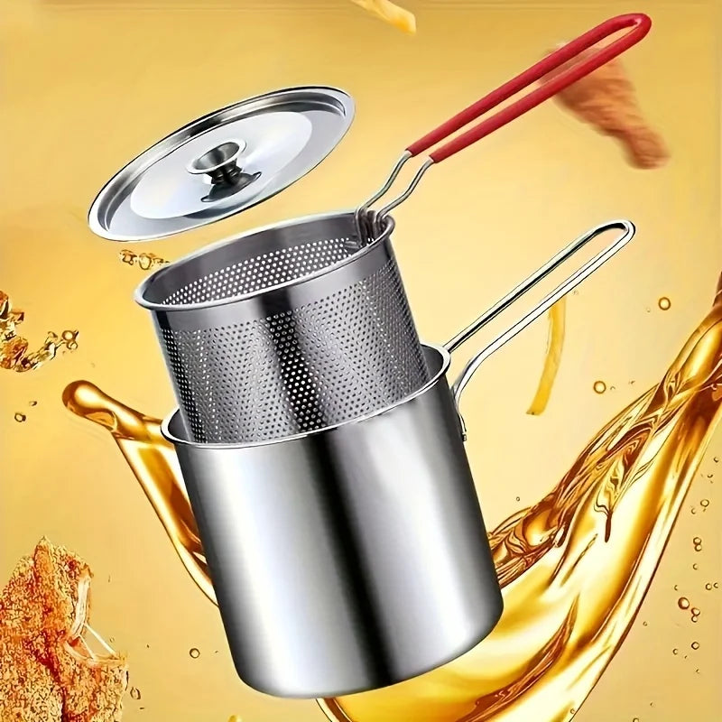 3-Piece Skewer Pan Set for BBQ & Tempura, No Electricity Needed with Vented Lid, Stainless Steel Home Cooking Kit