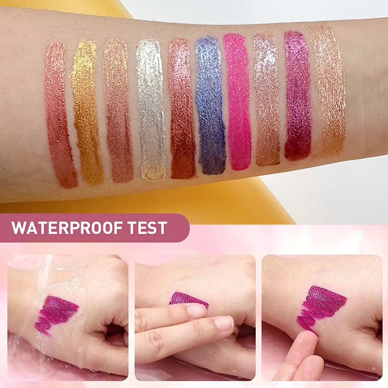 Waterproof 10 Colors Sexy Glitter Diamond Lip Gloss Shimmer Matte Liquid Lipstick LongLasting Lip Makeup Non-stick Cup cosmetics