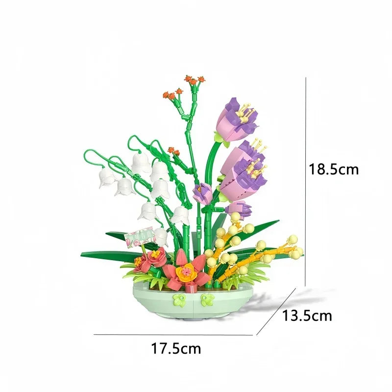 KNEW BUILT Creative 3D Epiphyllum Potted Building Block Toy-Uplift Mood with Love,Ideal Holiday Gift For Girl,Decorate Your Home