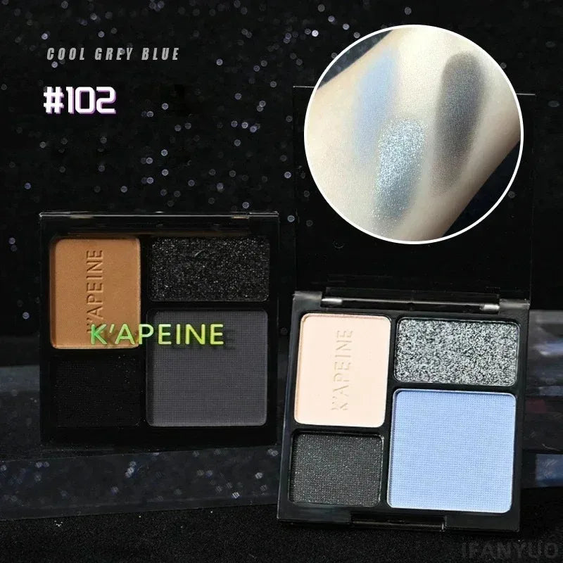 4-Color Eye Shadow Palette Makeup Glitter Blue Pearlescent Metallic Korean Acrylic Smoky Eye Shadow Palette Makeup Cosmetics
