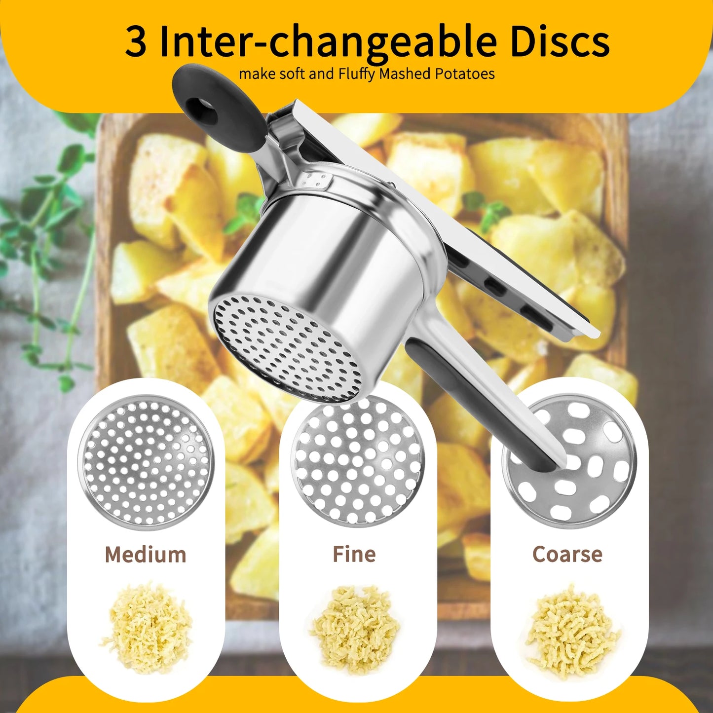 1PC stainless steel potato ricer with silicone handle and replaceable chassis potato mashers presses mashing mashed potatoes