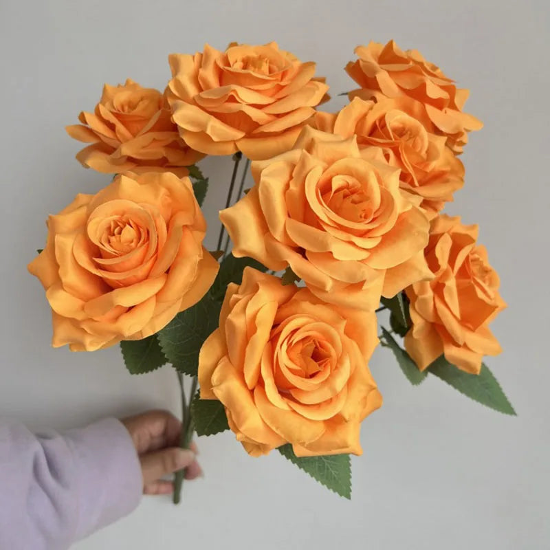 9Heads Diamond Roses Bouquet Artificial Flower Living Room Decoration Wedding White Ivory Red Brown Rose Fake Rose Fake Rose