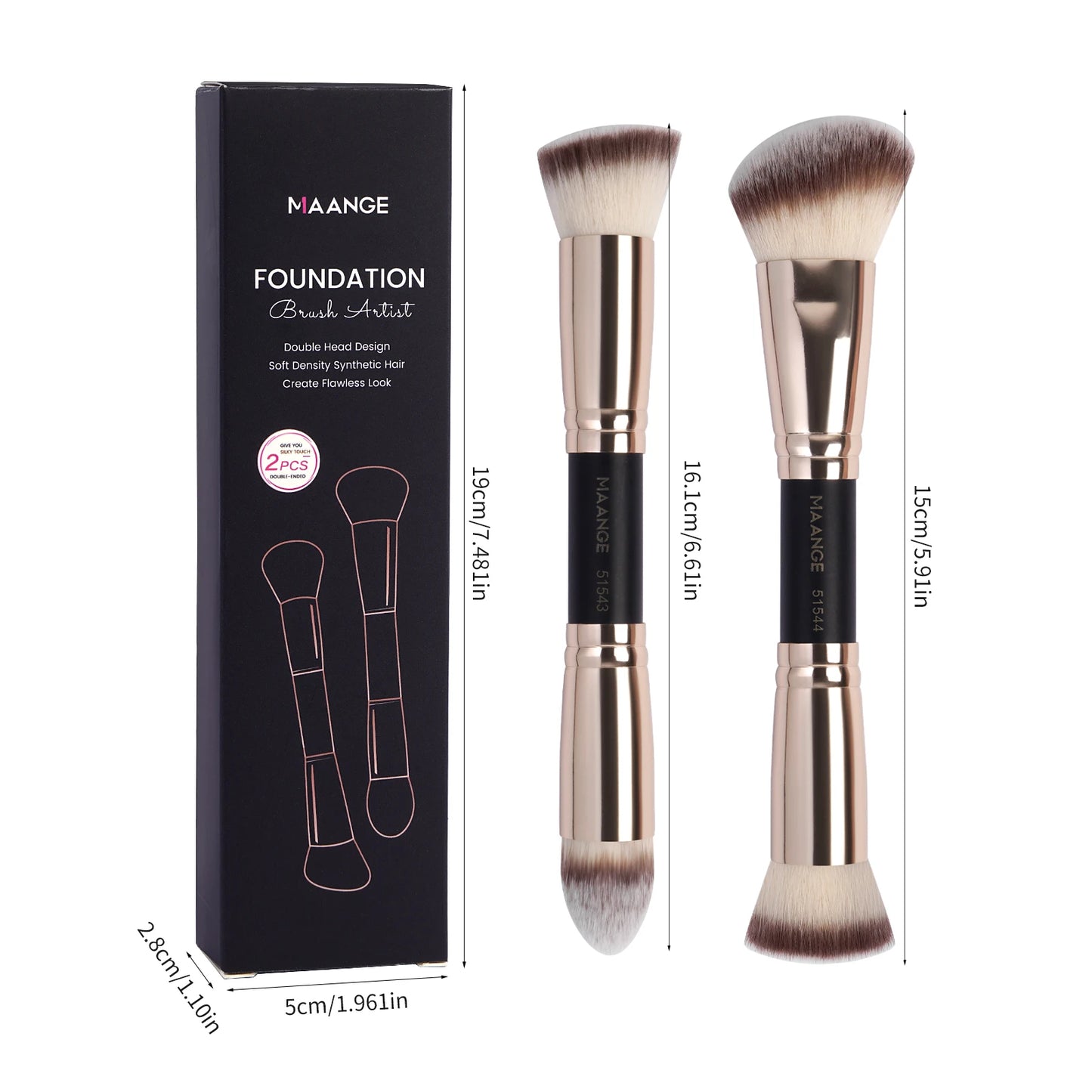 MAANGE 2pcs Double Head Makeup Brush Set Foundation Makeup Brush Powder Blusher Brush Face Brush Powder Brush Makeup Brush Tools
