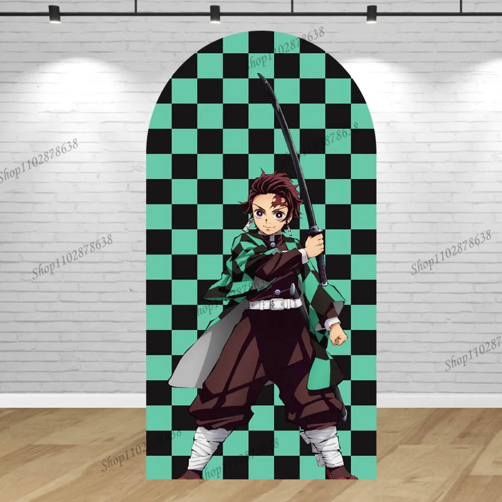 Demon Slayers Arch Back drop Covers Boy Kid Party Birthday Background Wall Decor Kamado Tanjirou Baby Shower Polyester Banner