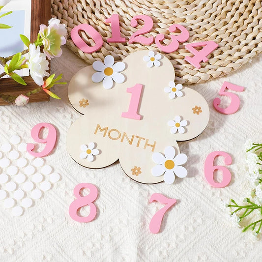 Newborn Flower Photography Accessories Newborn Photography Props Baby Accessories Milestone Wooden Sticker Shooting Props Gifts