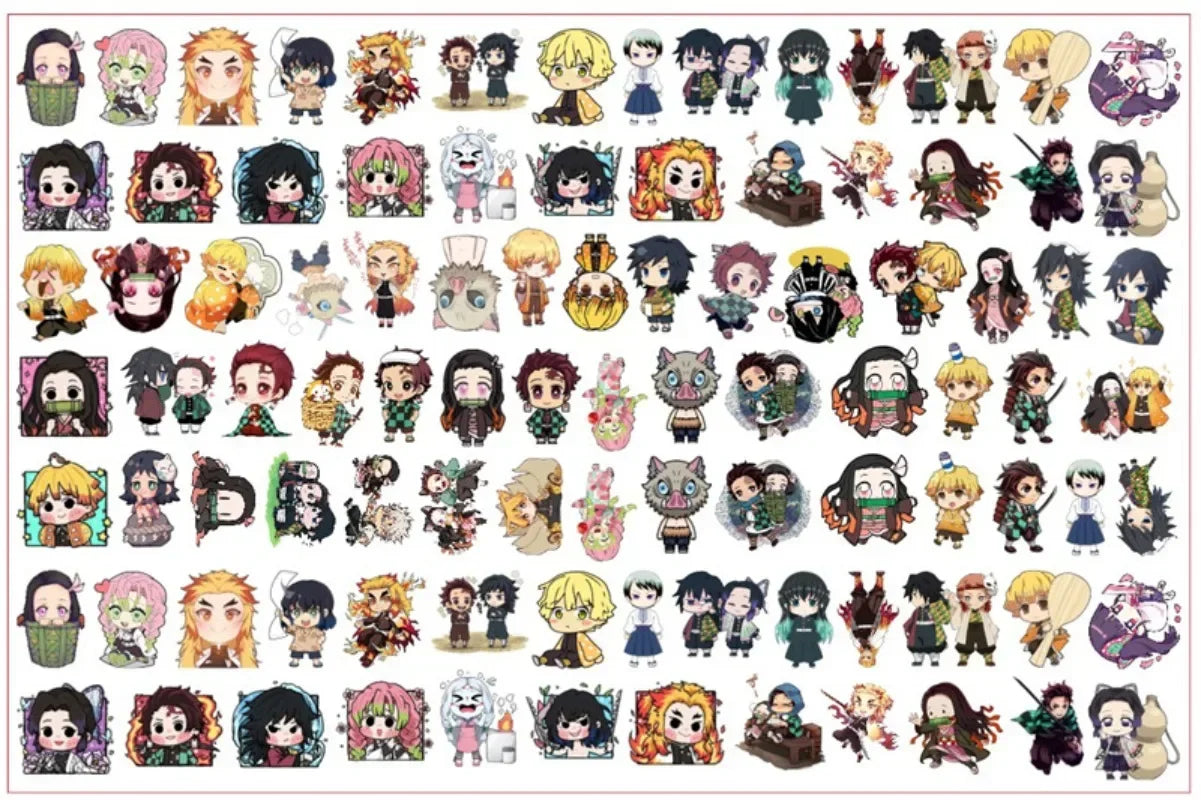 Demon Slayer Anime Cartoon Q-Version Transparent Acrylic Thick Double Sided Sheet Keychain Broch PP Clip DIY Jewelry Accessories