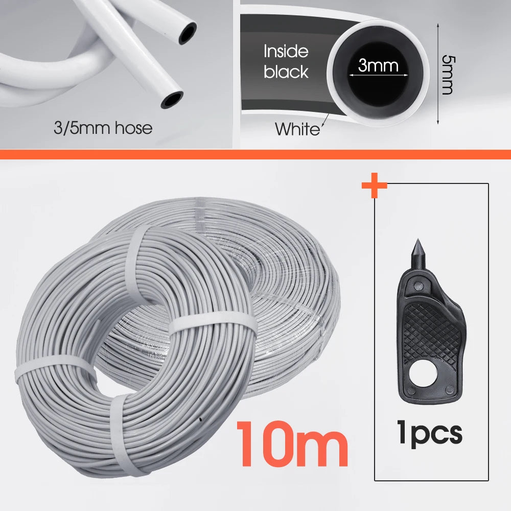 5/10/20/30/50m Garden 3/5mm Watering Hose Panda Soft PVC Tubing White Skin Black Inside 2-Layer Drip Irrigation Pipe 1/8" Device