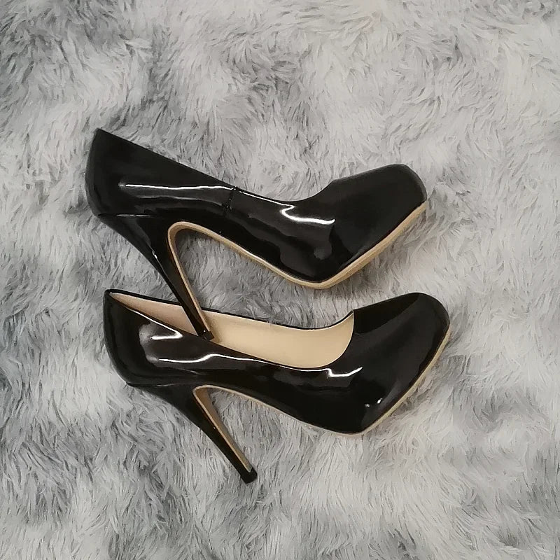 2025 New Women Pumps Autumn Round Toes High Heels Fashion Sexy 12cm Heel Banquet Platform Stilettos Wedding Prom Shoes Plus Size