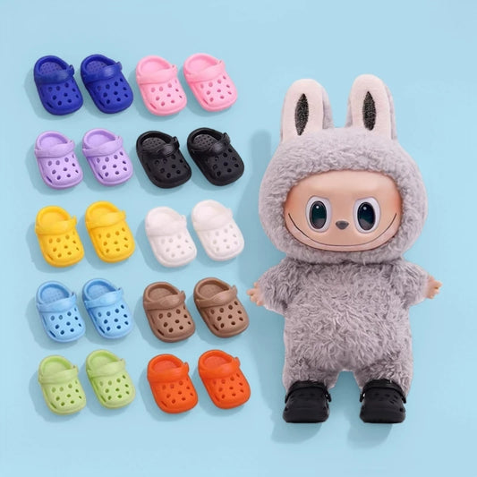 Labubu Summer Beach Sandals for 17cm Labubu Doll Mini Hole Shoes V1 V2 V3 Clothing Accessories Children's Toys Birthday Gift